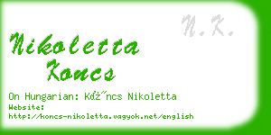 nikoletta koncs business card